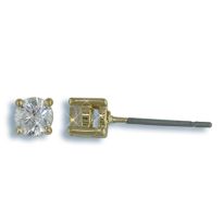 Small Golden Stud Earrings with Round Cut Blue Luster Diamond Small Golden Stud Earrings with Round Cut Blue Luster Diamond